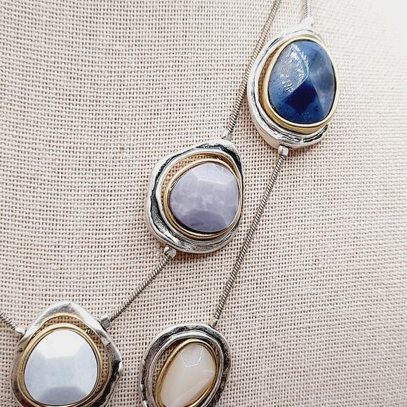 Chico’s Two-Strand Necklace w/ Gemstone Lavender Stones & Blue Accents, 20" - Picture 6 of 13